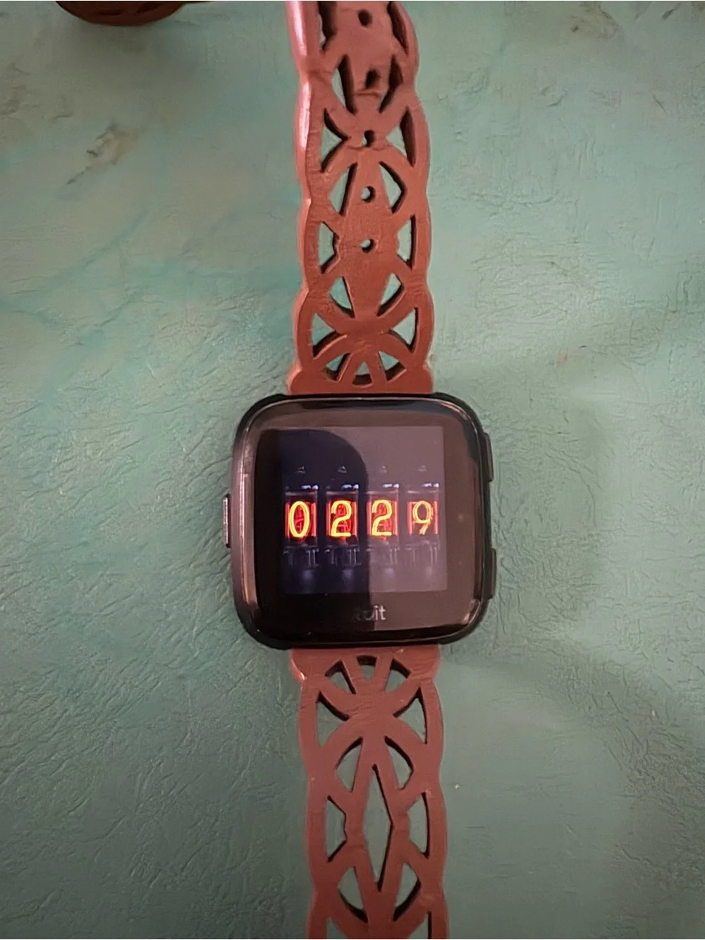 fitbit Brown Laser-Cut Leather Strap Smartwatch